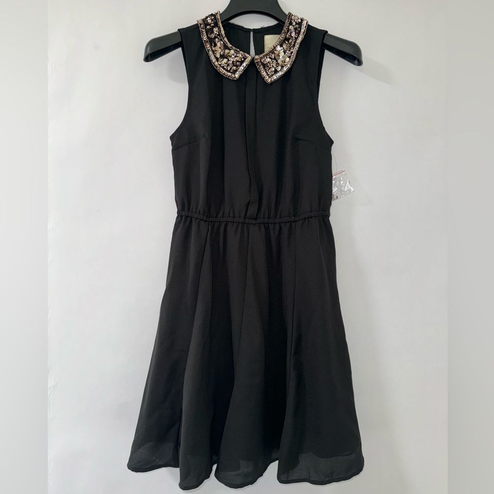 ModCloth Small Black Sequin Collar Sleeveless Mini Dress